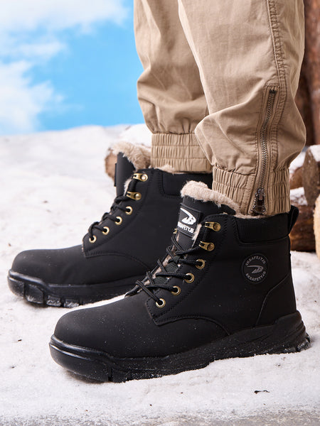 Steel Toe Work Boots for Men Women Fleece Lined Safety Shoes Warm Winter Snow Boots Industrial Sneakers