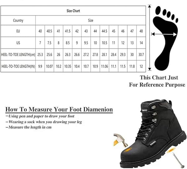Men's Steel Toe Work Boots Leather Safety Shoes Non-Slip Industrial Work Shoes Goodyear Constructions Boots