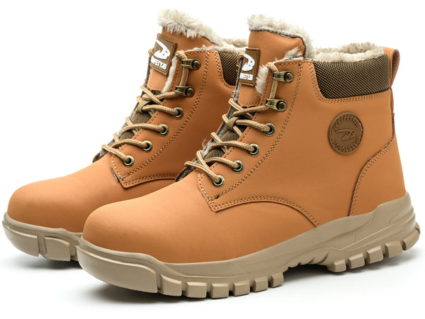 Steel Toe Work Boots for Men Women Fleece Lined Safety Shoes Warm Winter Snow Boots Industrial Sneakers