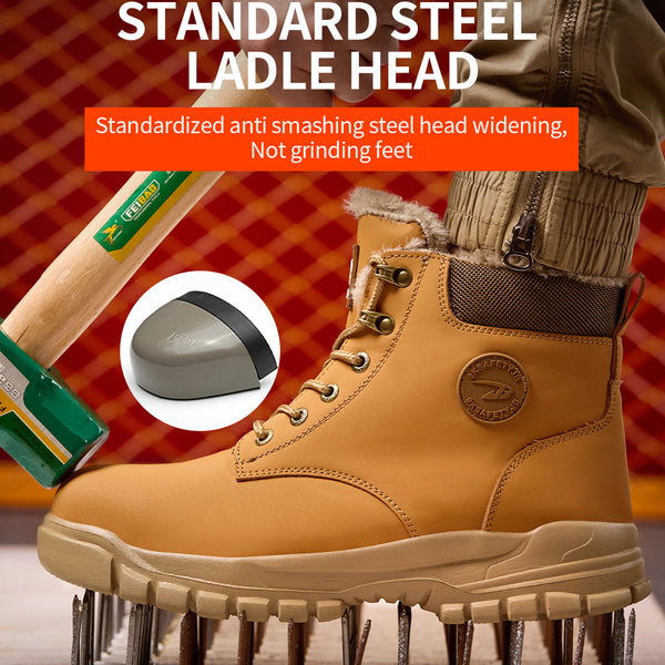 Steel Toe Work Boots for Men Women Fleece Lined Safety Shoes Warm Winter Snow Boots Industrial Sneakers